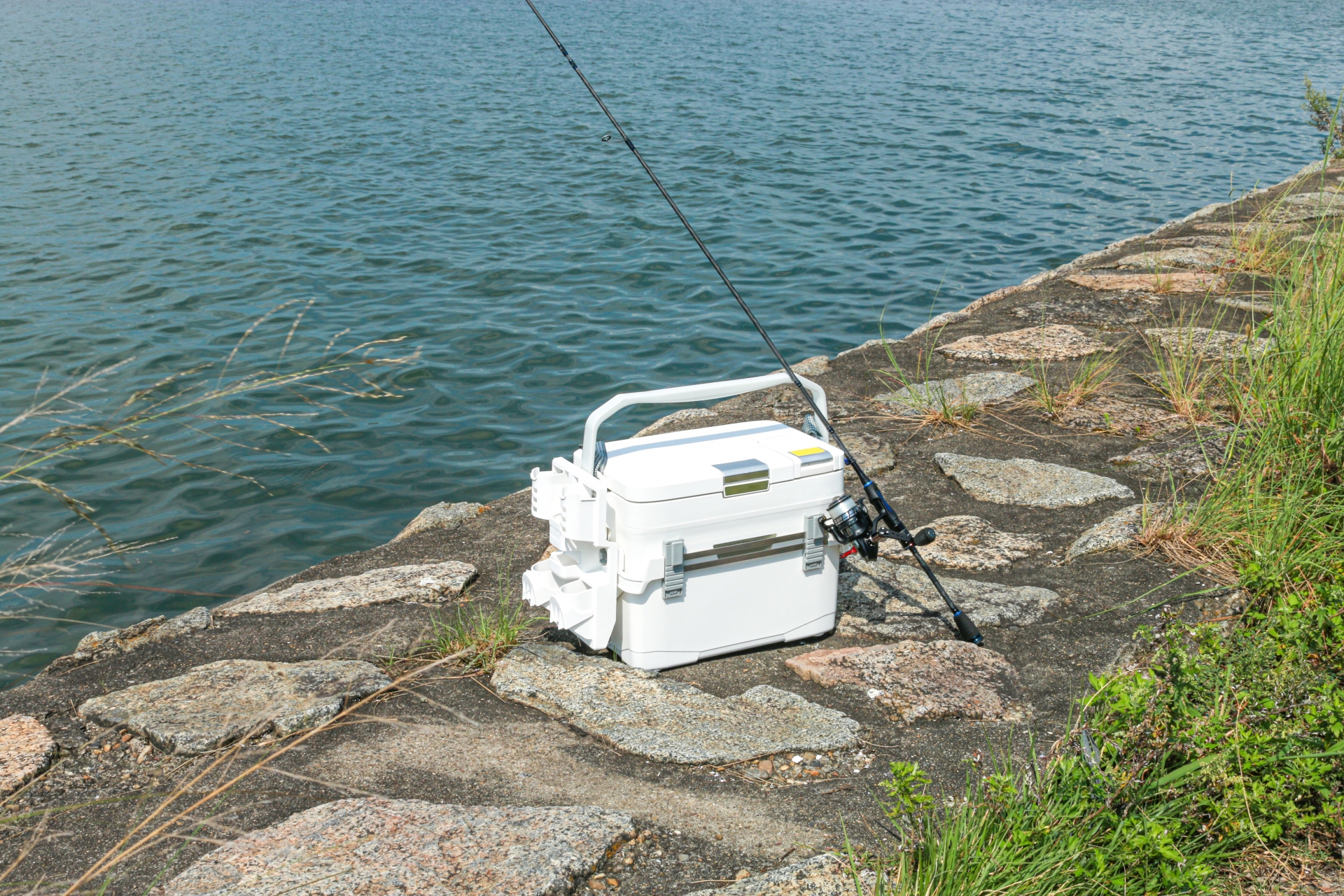 fishing pole and cooler-box